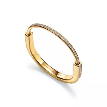 Tiffany Lock:Bangle in Yellow Gold with Full Pav&eacute; Diamonds, 3