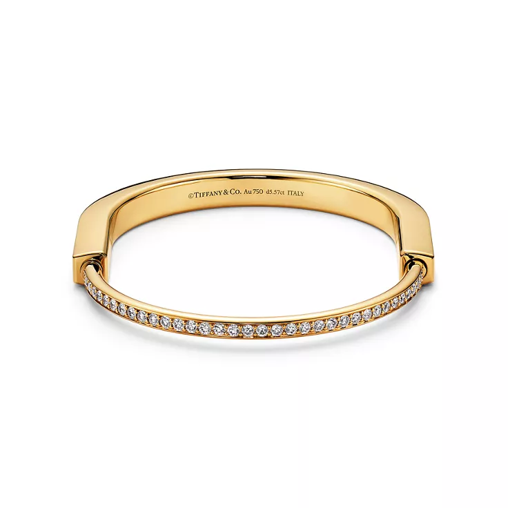 Tiffany Lock:Bangle in Yellow Gold with Full Pav&eacute; Diamonds, 5
