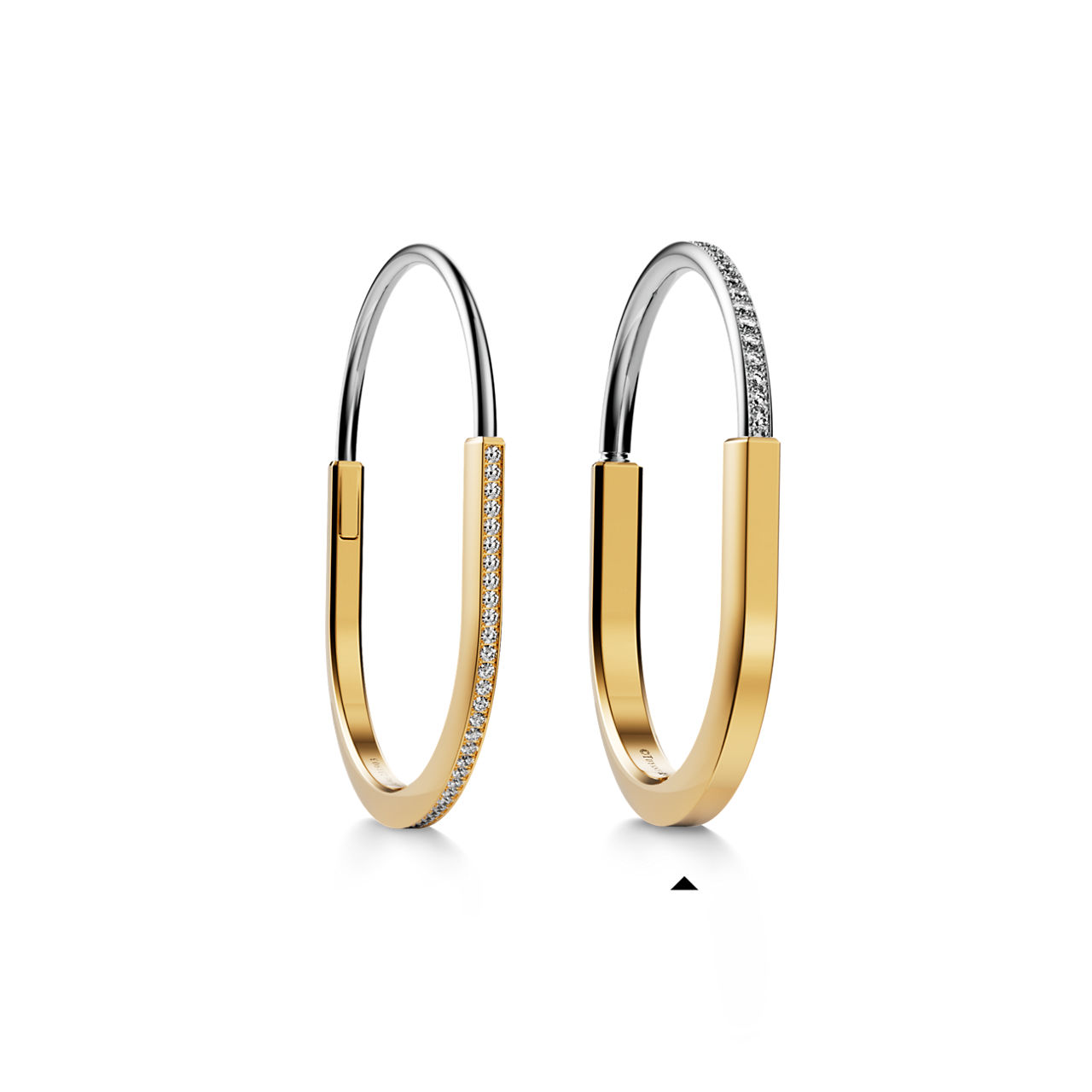 Tiffany Lock:Bangle in Yellow and White Gold with Half Pavé Diamonds image number 7
