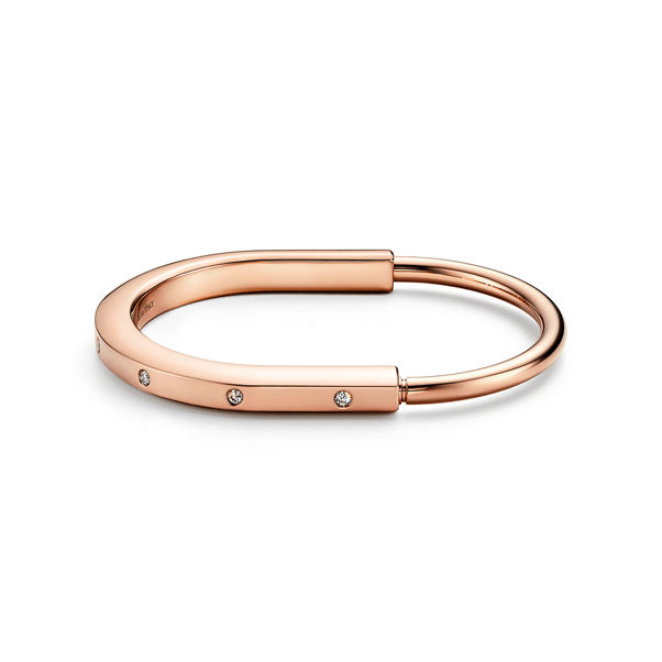 Tiffany Lock:Bangle in Rose Gold with Diamond Accents