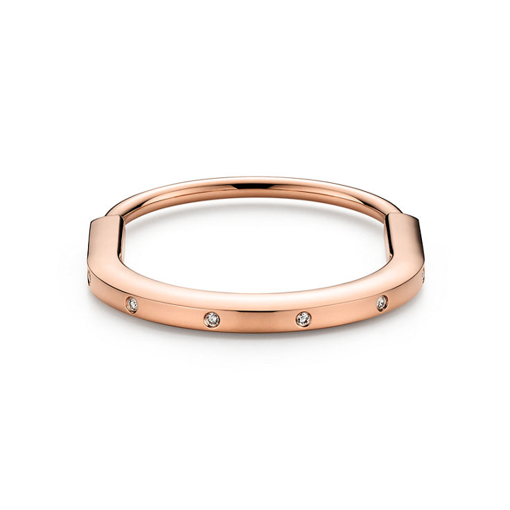 Tiffany Lock:Bangle in Rose Gold with Diamond Accents image number 4