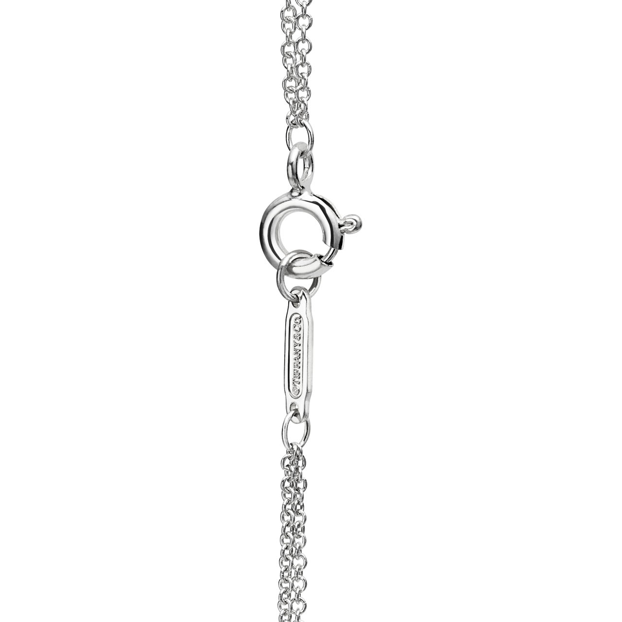 Return to Tiffany™:Bracelet double chaîne Cœur en argent 925 millièmes et diamant. Small. numéro dimage {1}