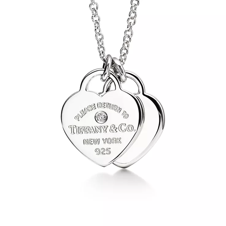Return to Tiffany®:Heart Tag Pendant in Sterling Silver with a Diamond, Mini, 4