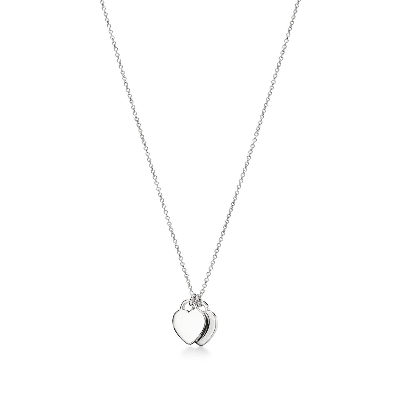 Return to Tiffany™:Pink Double Heart Tag Pendant in Silver with a Diamond, Mini image number 3