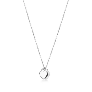 Return to Tiffany®:Red Double Heart Tag Pendant in Silver with a Diamond, Mini, 3