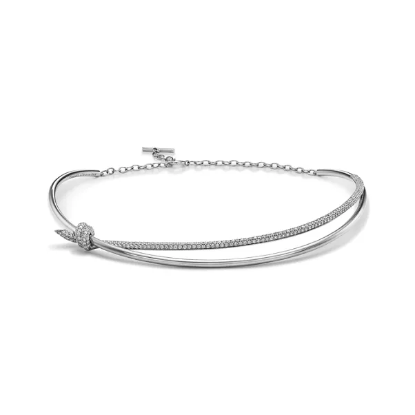 Double Row Necklace in White Gold with Diamonds