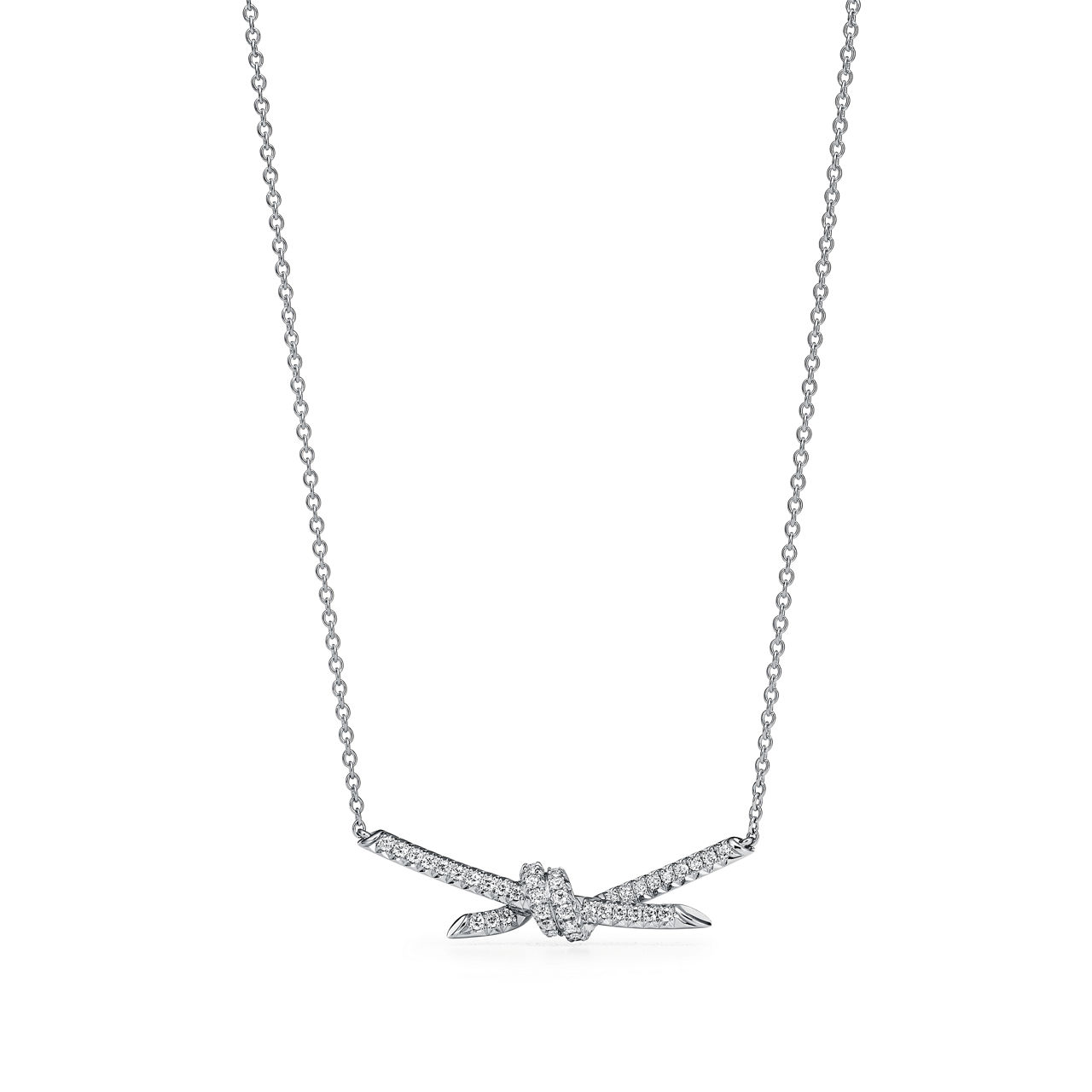 Tiffany Knot:Pendant in White Gold with Diamonds image number 0