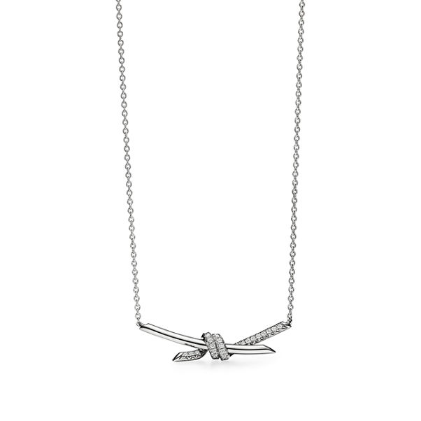 Tiffany Knot:Pendant in White Gold with Diamonds