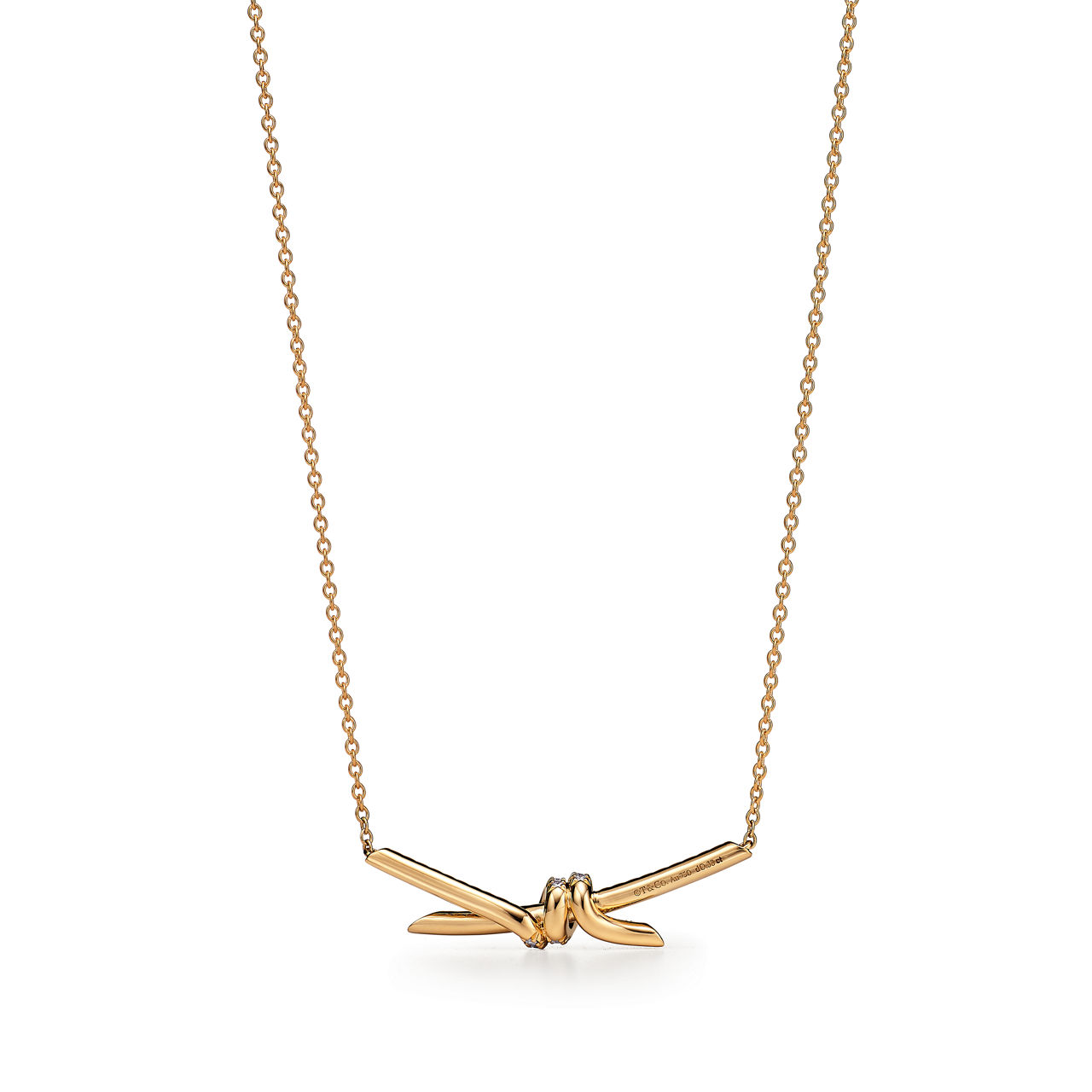 Tiffany Knot:Pendant in Yellow Gold with Diamonds image number 3