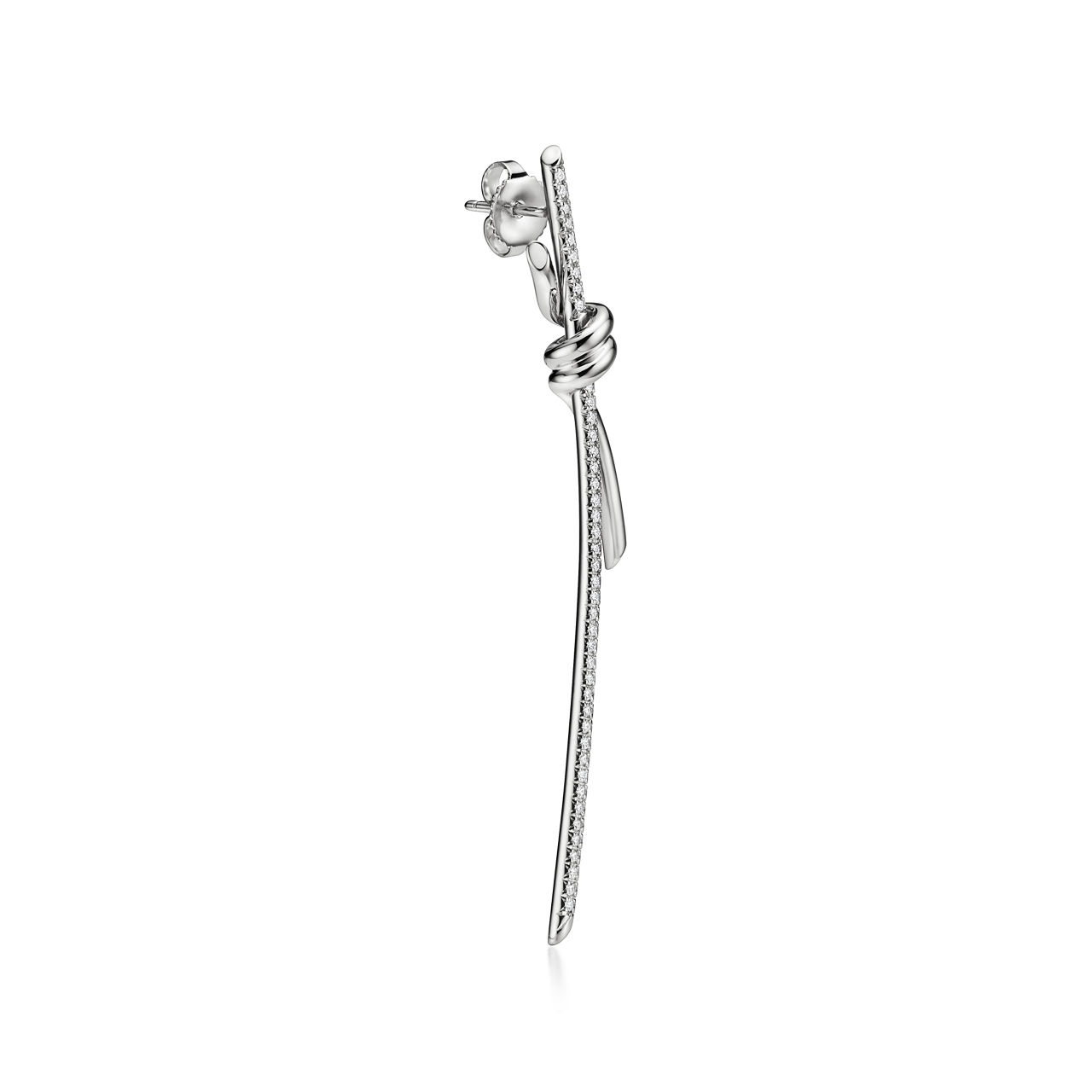 Tiffany Knot:Drop Earrings in White Gold with Diamonds image number 2