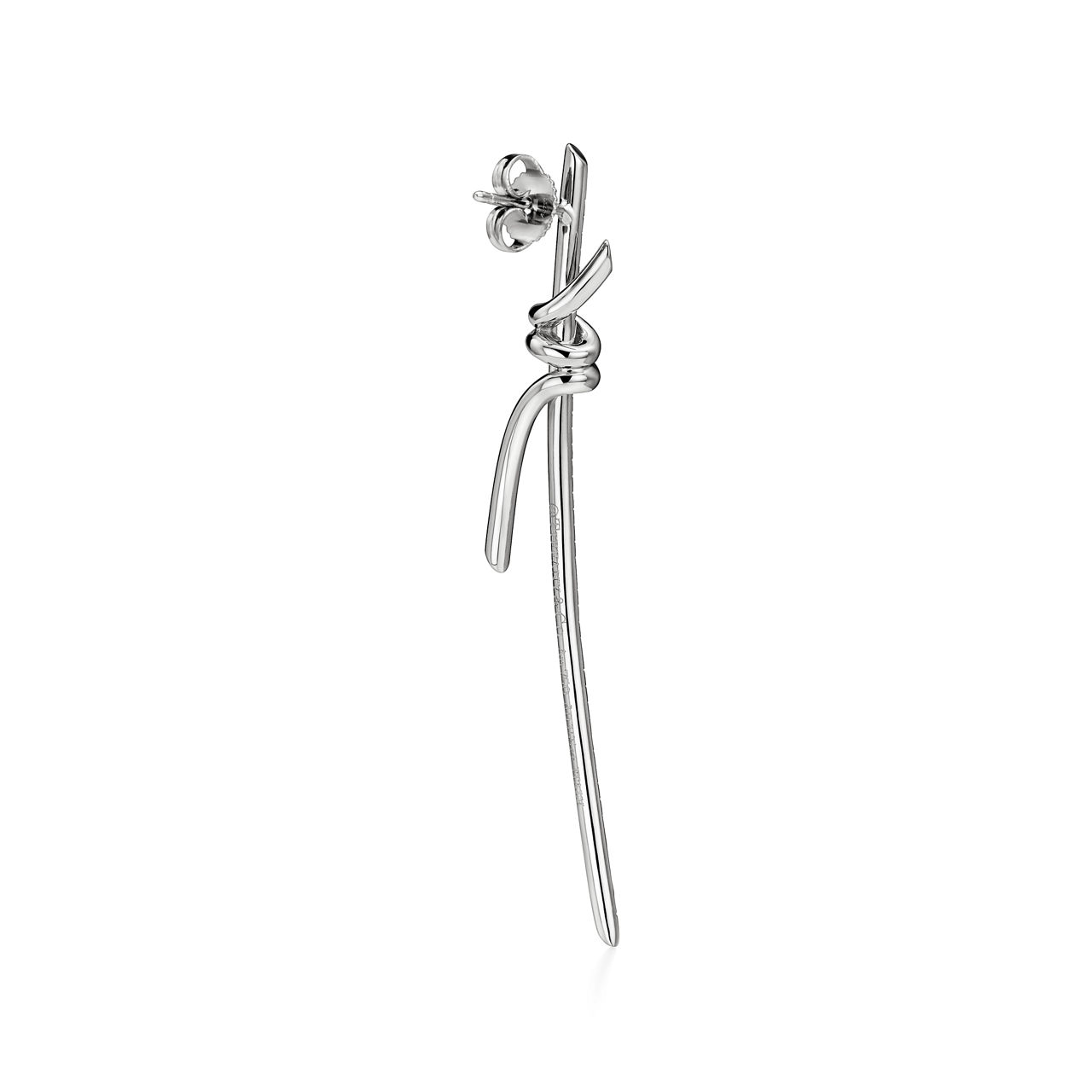 Tiffany Knot:Drop Earrings in White Gold with Diamonds image number 3