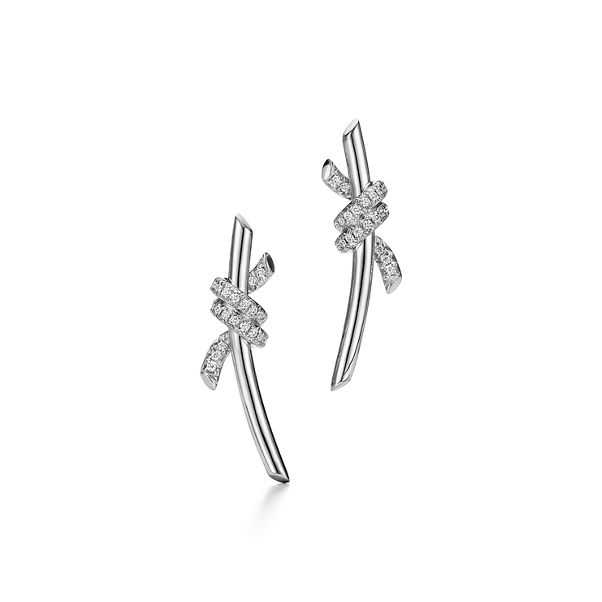 Tiffany Knot:Earrings in White Gold with Diamonds