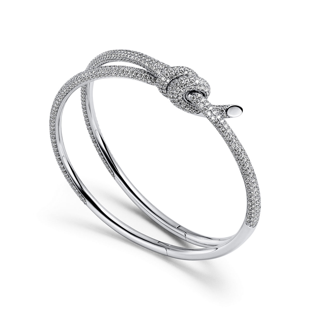 Tiffany Knot:Double Row Bracelet in White Gold with Diamonds image number 3