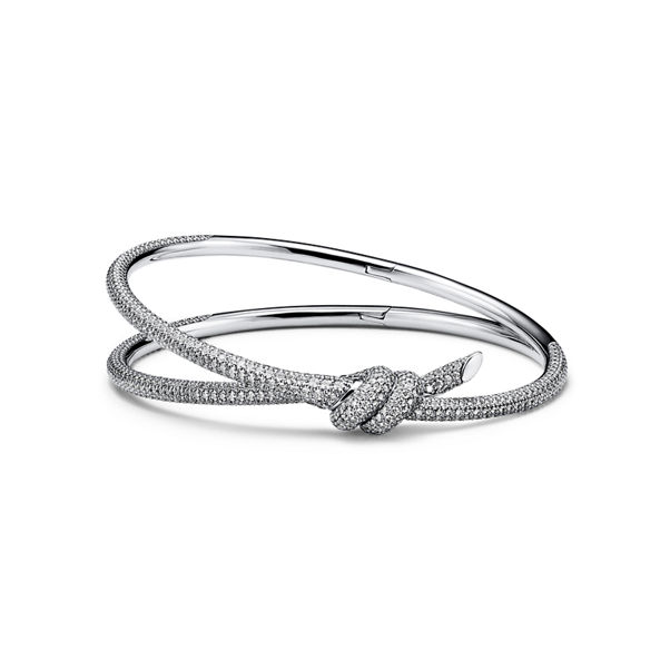 Tiffany Knot:Double Row Bracelet in White Gold with Diamonds