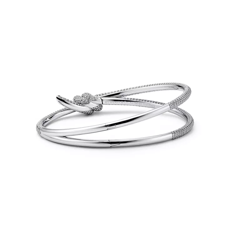Tiffany Knot:Bracelet double rang en or blanc 18 carats et diamants, 4