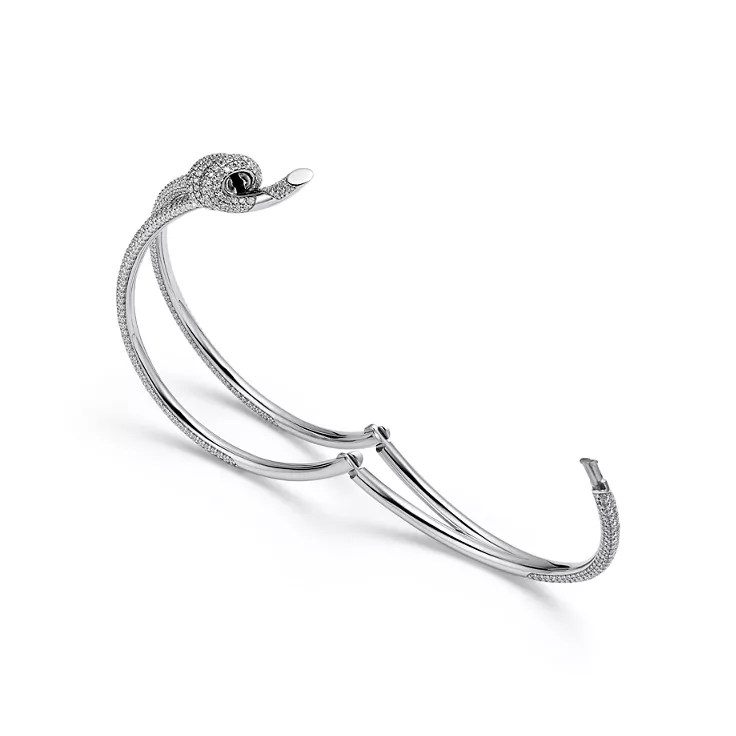 Tiffany Knot:Bracelet double rang en or blanc 18 carats et diamants, 5