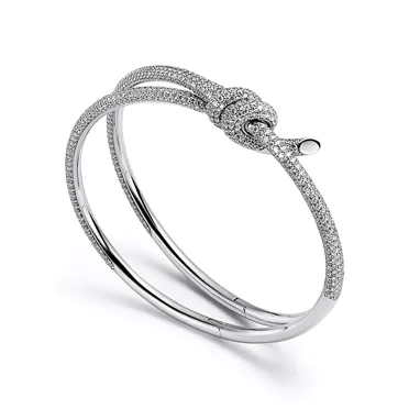 Tiffany Knot:Zweireihiger Armreif in Wei&szlig;gold mit Diamanten, 3