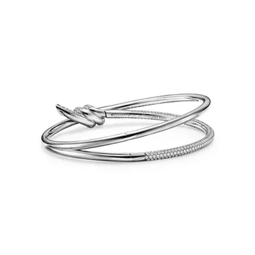 Tiffany Knot:Double Row Bracelet in White Gold with Diamonds, 3
