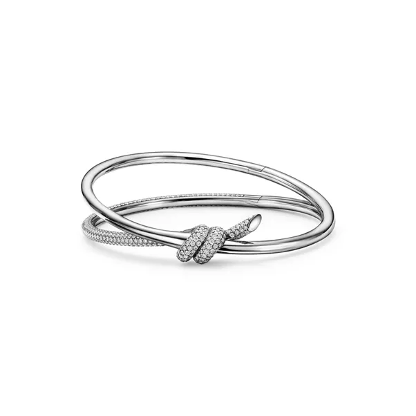 Double Row Bracelet in White Gold with Diamonds