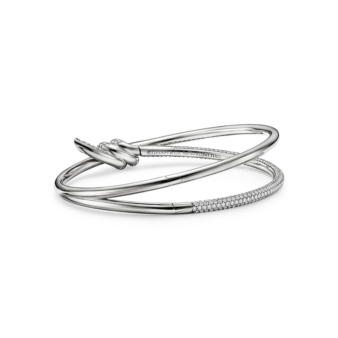 Tiffany Knot:Double Row Bracelet in White Gold with Diamonds image number 3