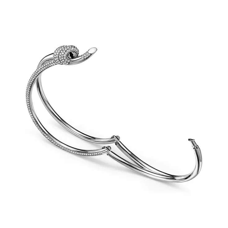 Tiffany Knot:Double Row Bracelet in White Gold with Diamonds, 4