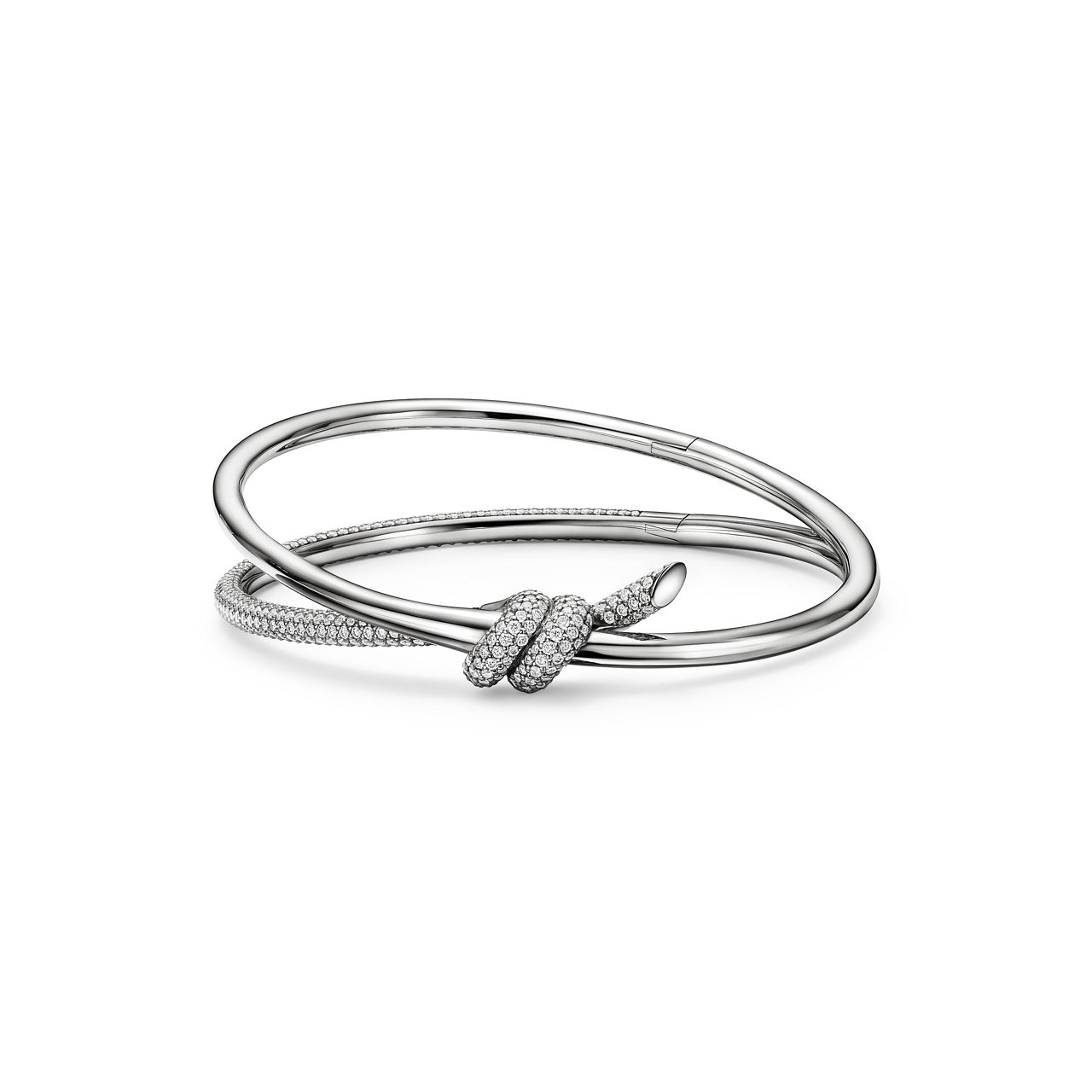 Tiffany Knot:Double Row Bracelet in White Gold with Diamonds image number 0