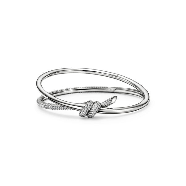 Tiffany Knot:Double Row Bracelet in White Gold with Diamonds