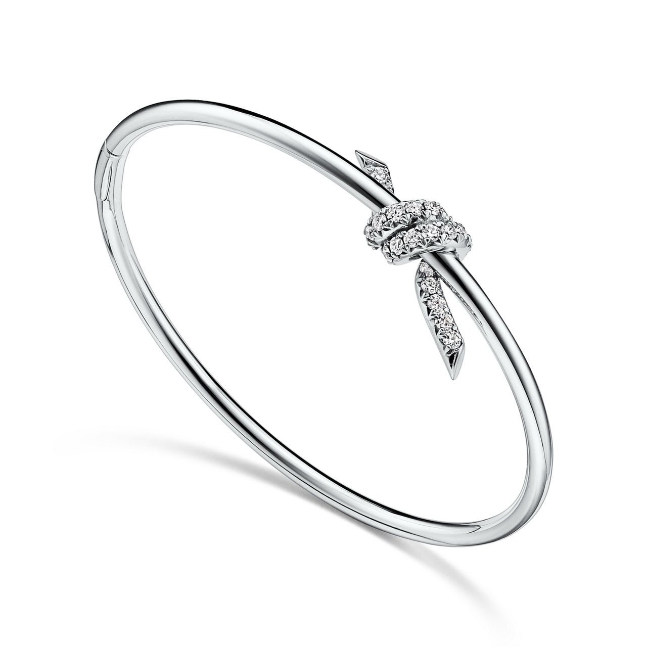 Tiffany Knot:Wire Bangle in White Gold with Diamonds image number 2