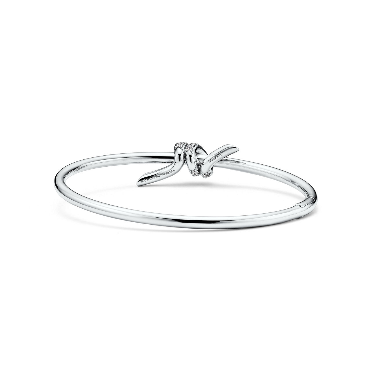 Tiffany Knot:Wire Bangle in White Gold with Diamonds image number 3