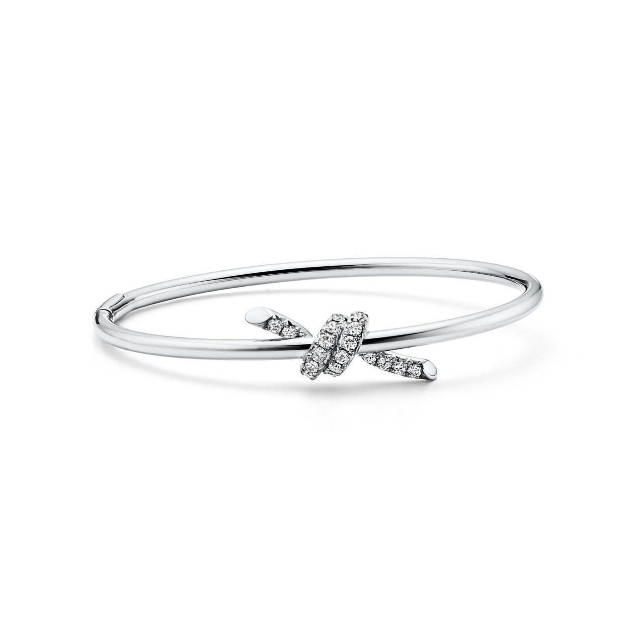 Wire Bangle in White Gold with Diamonds