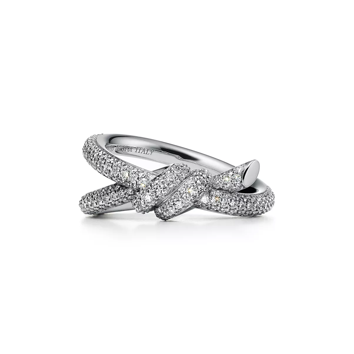 Zweireihiger Ring in Wei&szlig;gold mit Diamanten