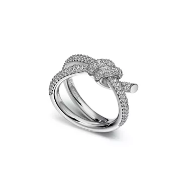 Tiffany Knot:Double Row Ring in White Gold with Diamonds, 2