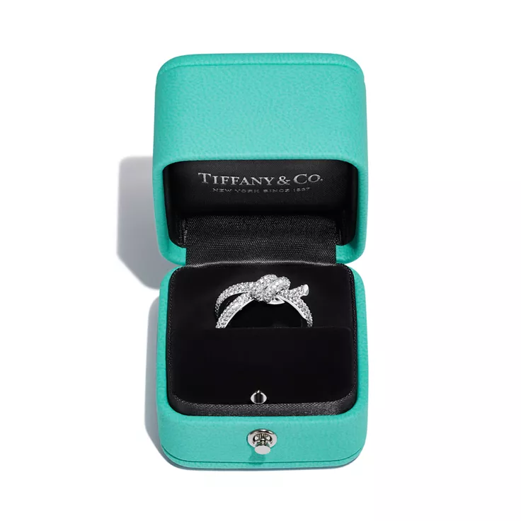 Tiffany Knot:Double Row Ring in White Gold with Diamonds, 4
