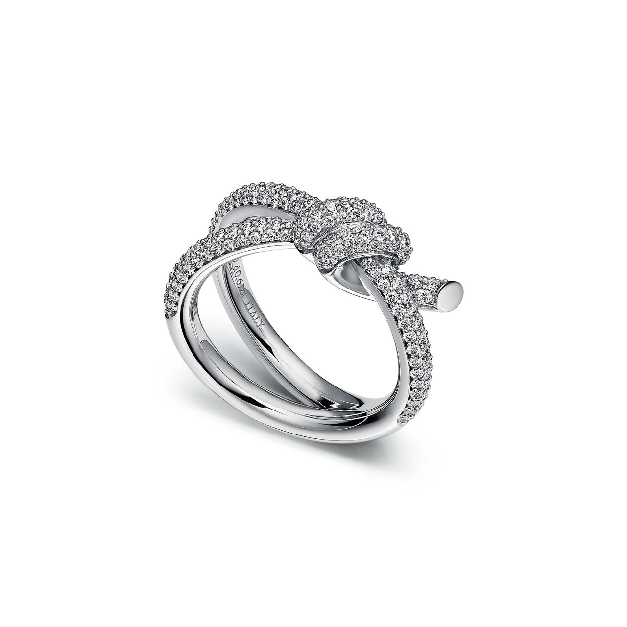 Tiffany Knot:Double Row Ring in White Gold with Diamonds image number 2