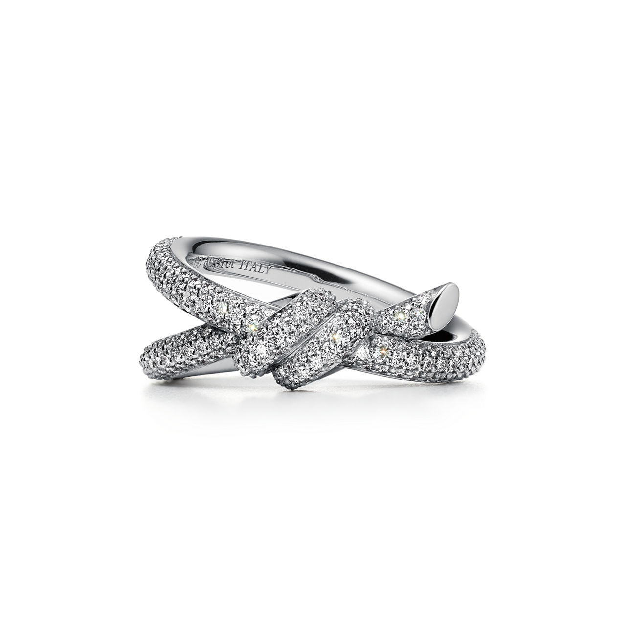 Tiffany Knot:Double Row Ring in White Gold with Diamonds image number 0