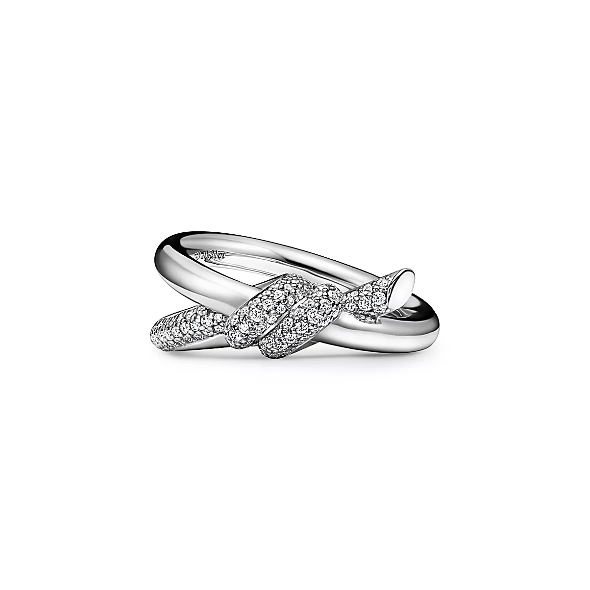 Tiffany Knot Ring 18K 화이트 골드와 팔라듐 라운드 브릴리언트 다이아몬드