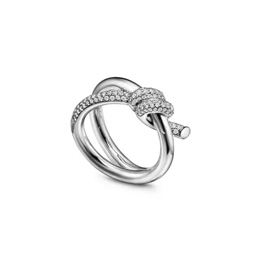 Tiffany Knot:Double Row Ring in White Gold with Diamonds, 3