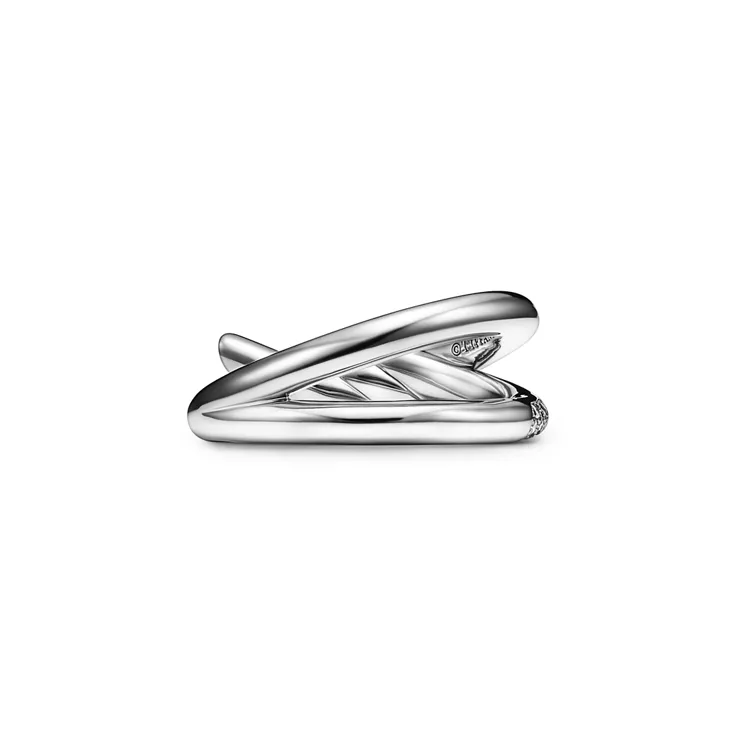 Tiffany Knot:Double Row Ring in White Gold with Diamonds, 4