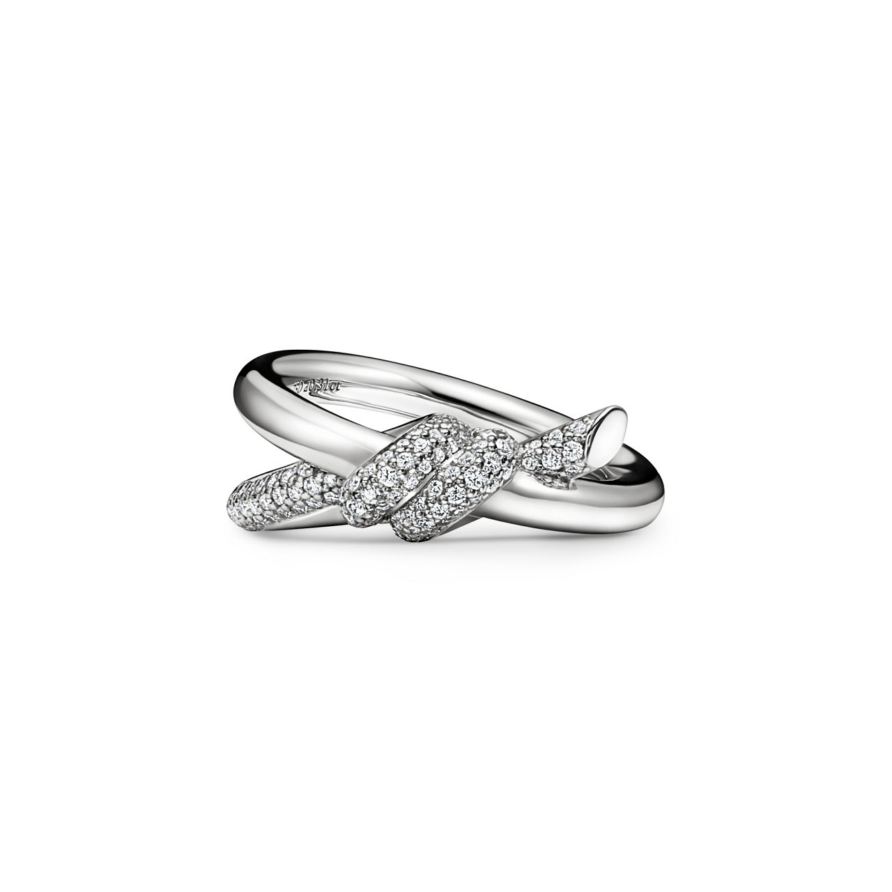 Anillo de dos vueltas en oro blanco con diamantes