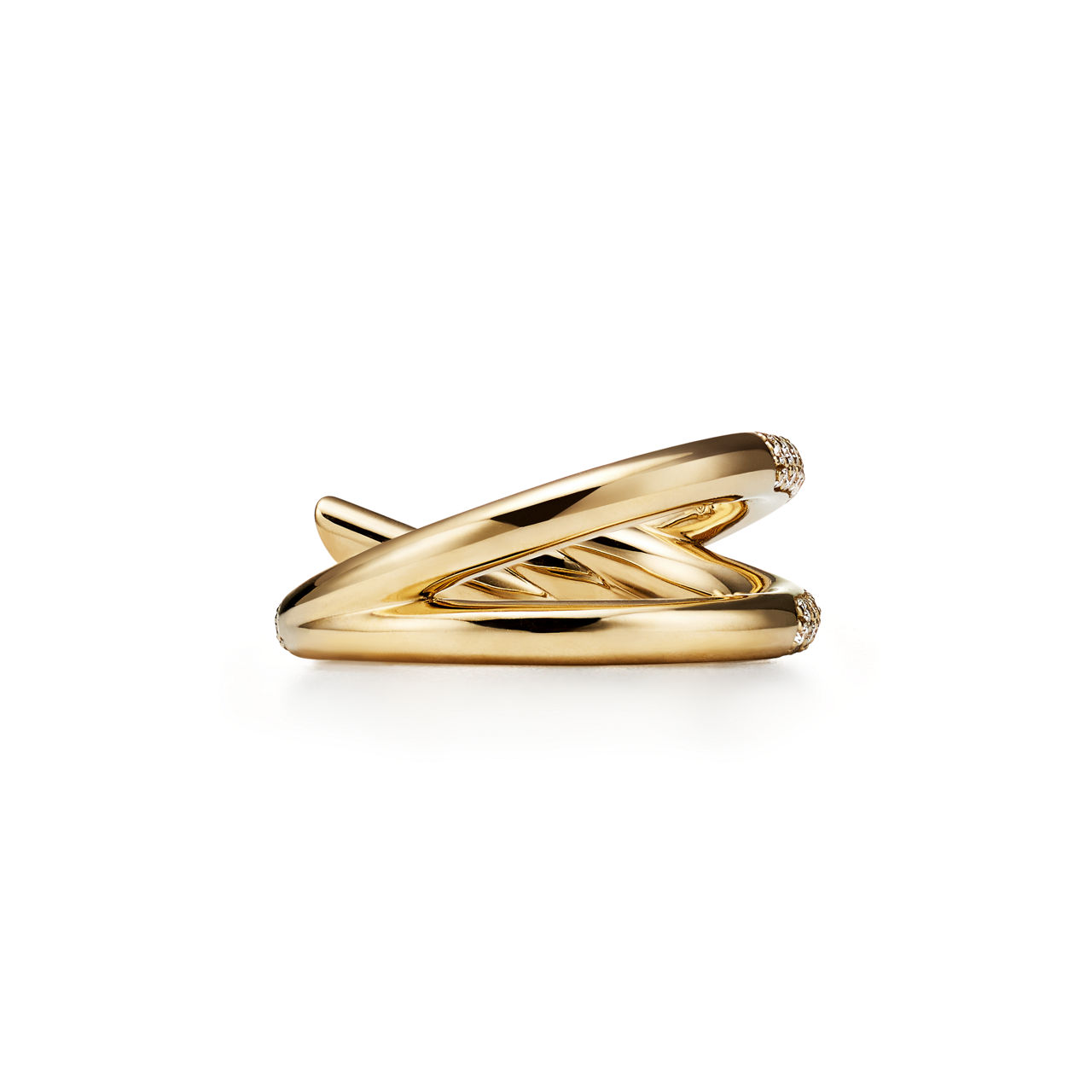 Tiffany Knot:Double Row Ring in Yellow Gold with Diamonds image number 3