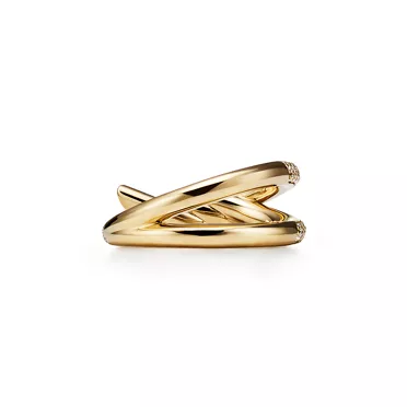 Tiffany Knot:Double Row Ring in Yellow Gold with Diamonds, 3