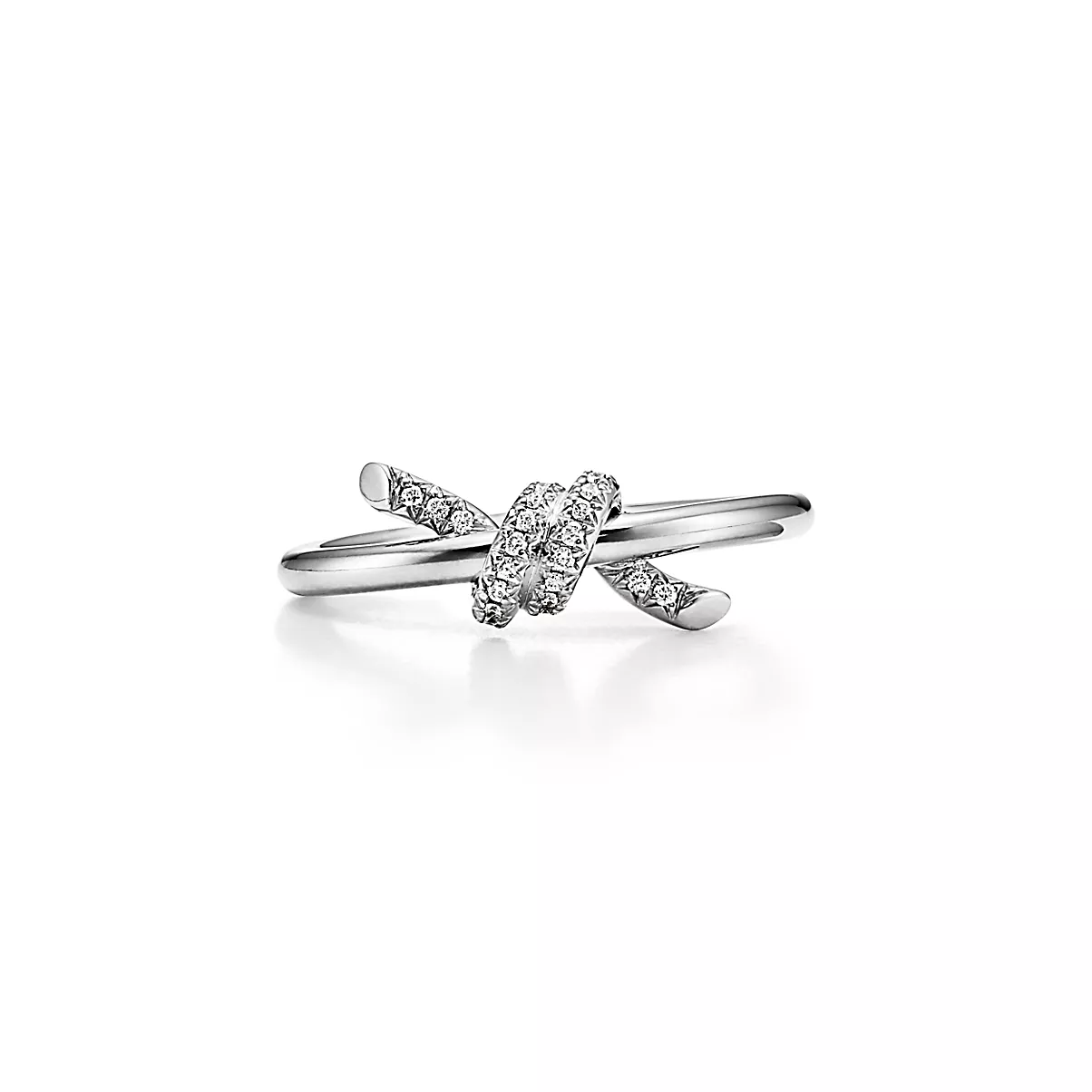 Tiffany Knot Ring 18K 화이트 골드와 팔라듐 다이아몬드