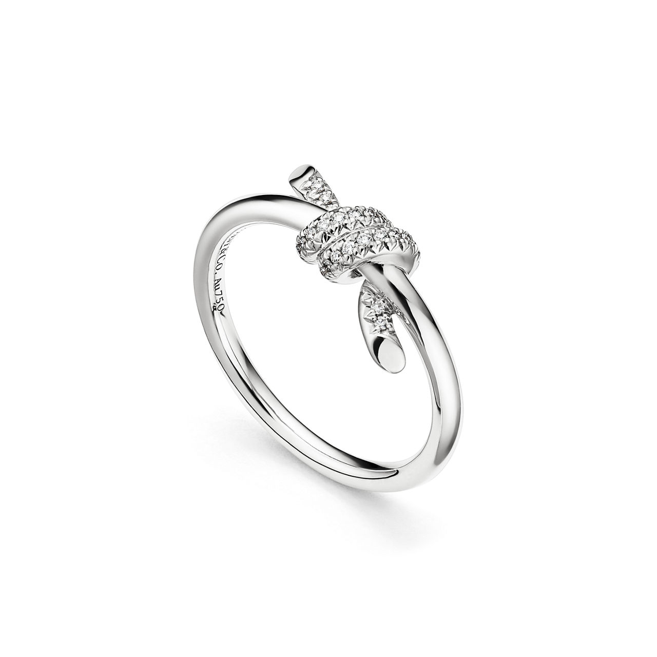 Tiffany Knot:Bague en or blanc 18 carats et diamants numéro dimage {1}