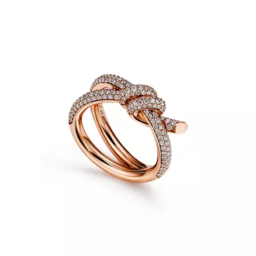 Tiffany Knot:Double Row Ring in Rose Gold with Diamonds, 2