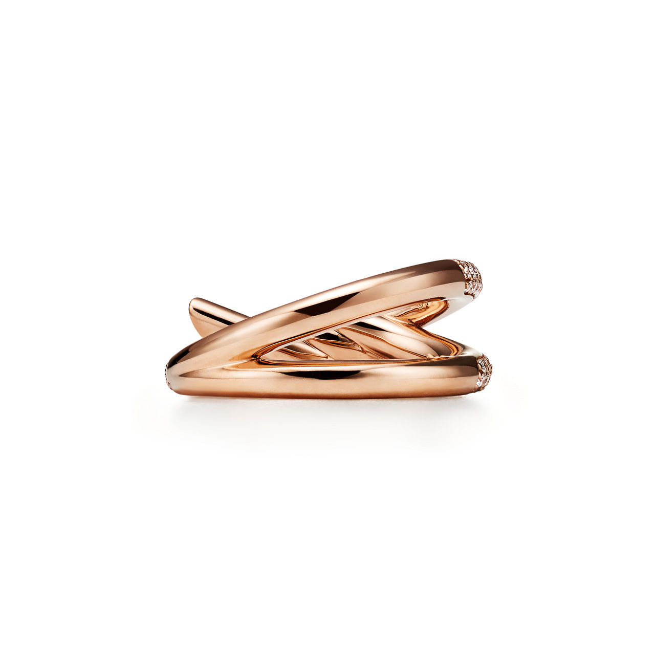 Tiffany Knot:Double Row Ring in Rose Gold with Diamonds image number 3