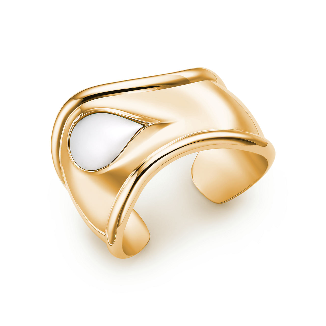 Elsa Peretti®:Small Bone Cuff in 18k Gold with White Jade image number 2