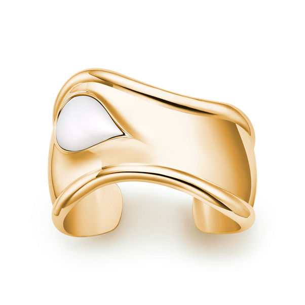 Elsa Peretti®:Kleiner Bone Cuff in 18 Karat Gold mit weißer Jade