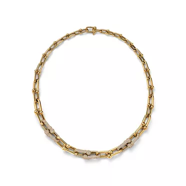 Tiffany HardWear:Graduated Link Necklace in Yellow Gold with Pavé Diamonds, 2