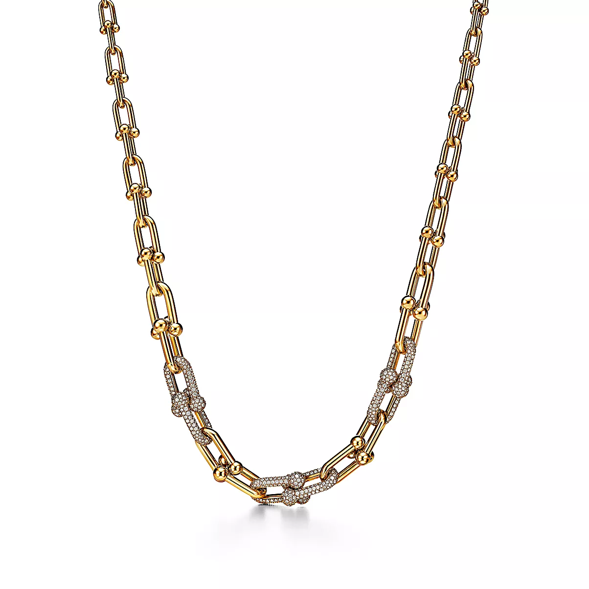 Tiffany HardWear Necklace 18k Yellow Gold Round Brilliant Diamonds One Scale