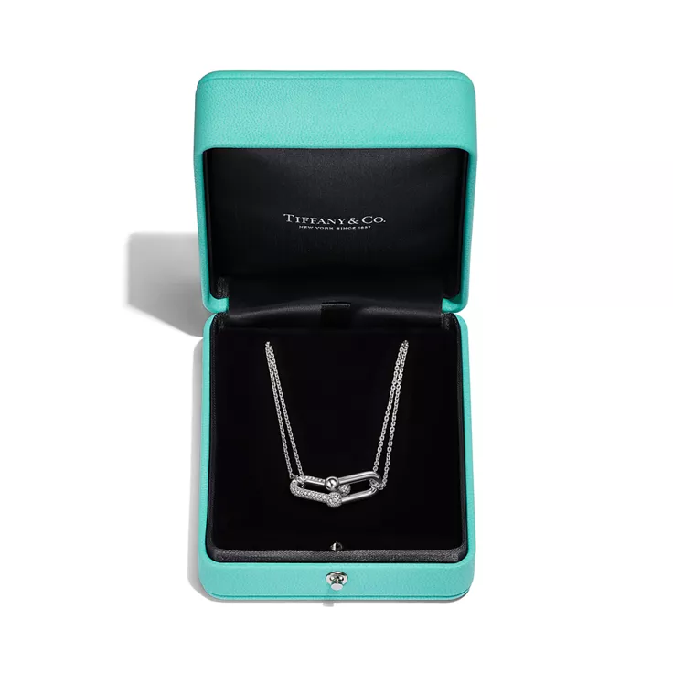 Tiffany HardWear:Large Double Link Pendant in White Gold with Pavé Diamonds, 4